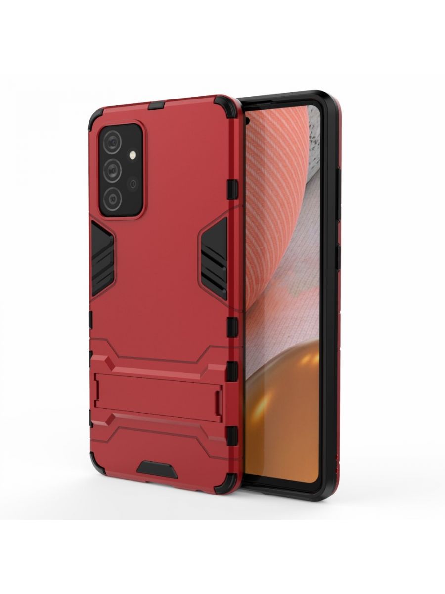 

Brodef IRON Противоударный с подставкой чехол для Samsung Galaxy A72 Красный