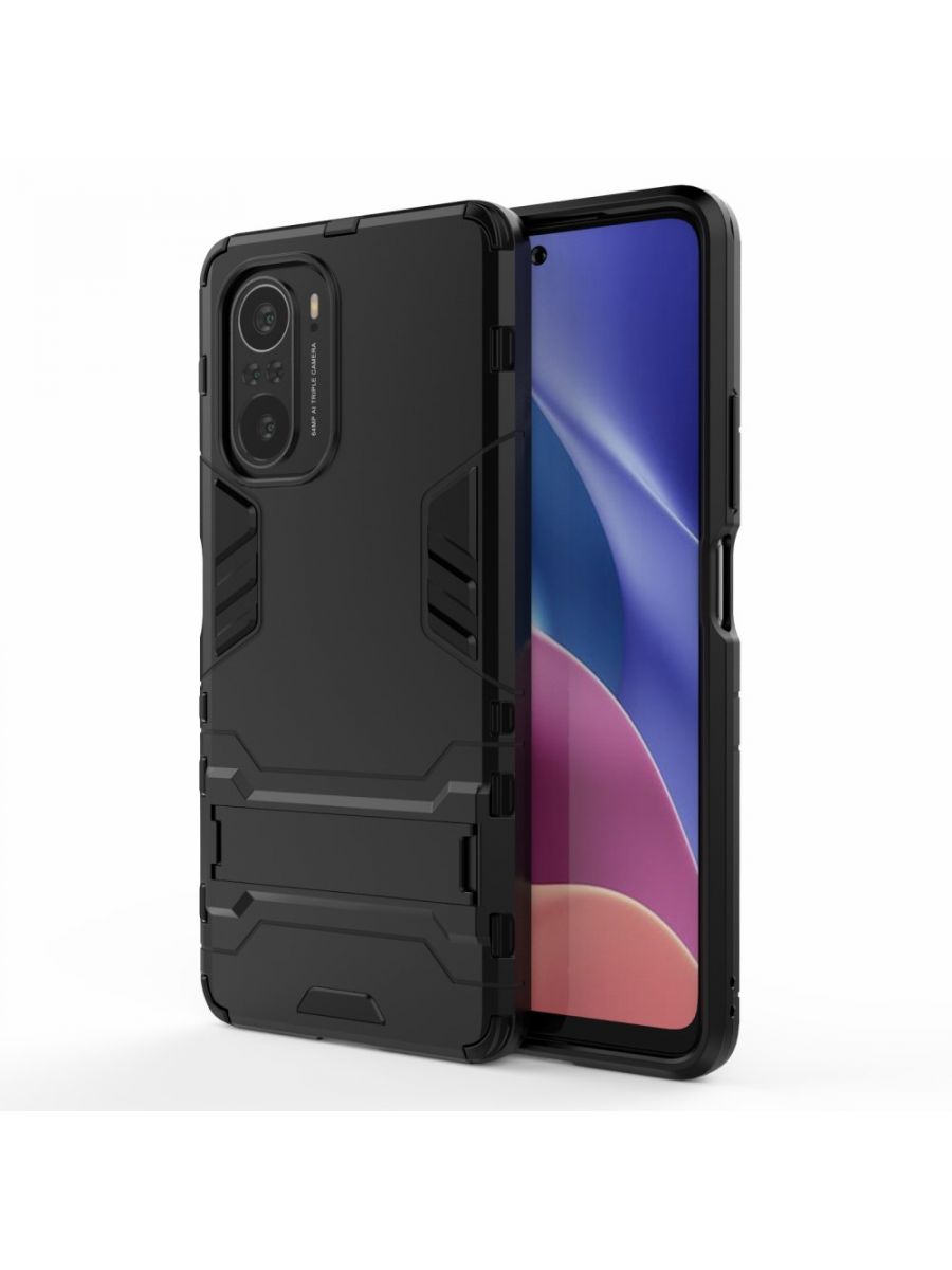 

Brodef IRON Противоударный с подставкой чехол для Poco F3 Черный