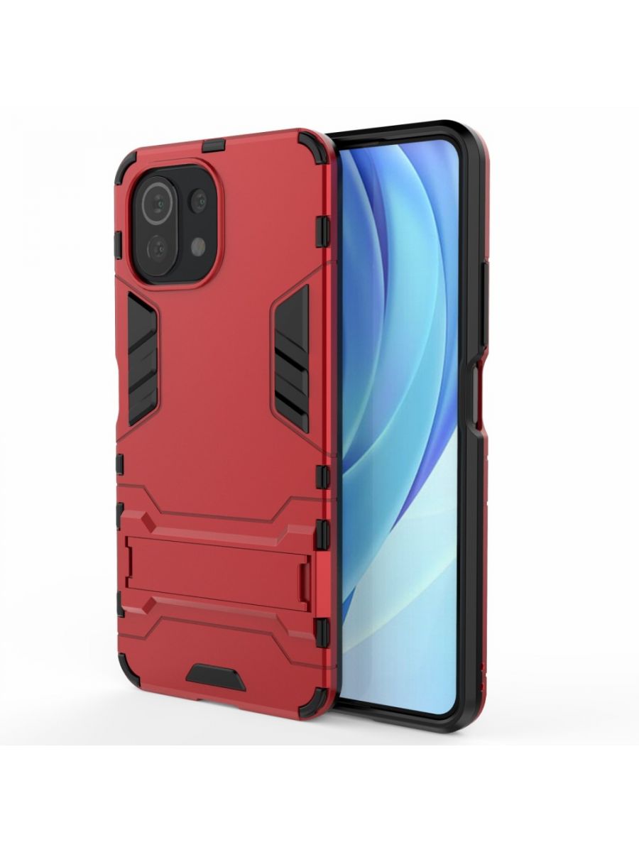 

Brodef IRON Противоударный с подставкой чехол для Xiaomi Mi 11 Lite Красный