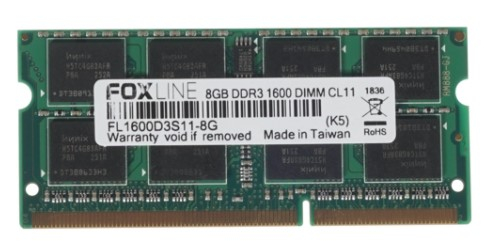 

Оперативная память Foxline (FL1600D3S11-8GH), DDR3 1x8Gb, 1600MHz