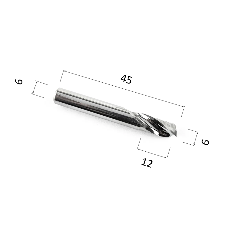 Фреза спиральная однозаходная стружка вверх DJTOL AY1LX612 для станка ЧПУ фреза для маникюра безопасная 4 грани 1 2 × 2 5 мм в пластиковом футляре