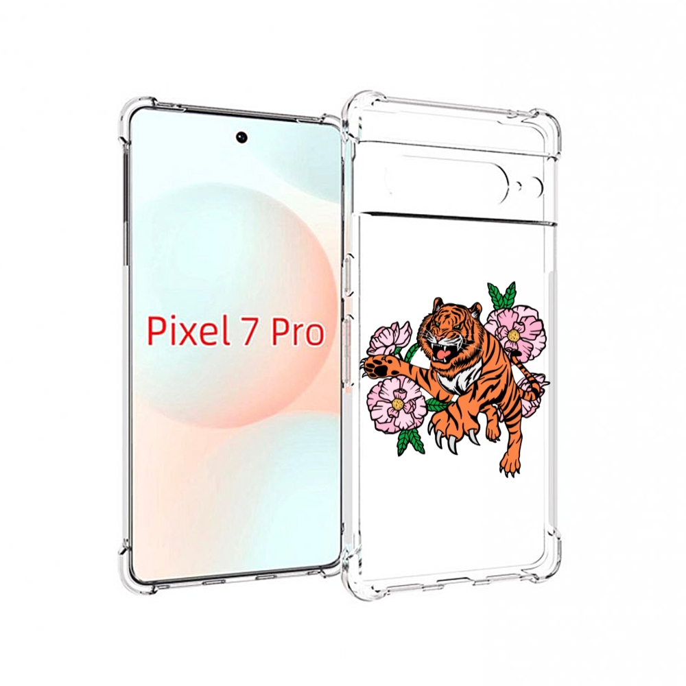 

Чехол Mypads Тигры-Цветочные Для Google Pixel 7 Pro, Прозрачный, Tocco