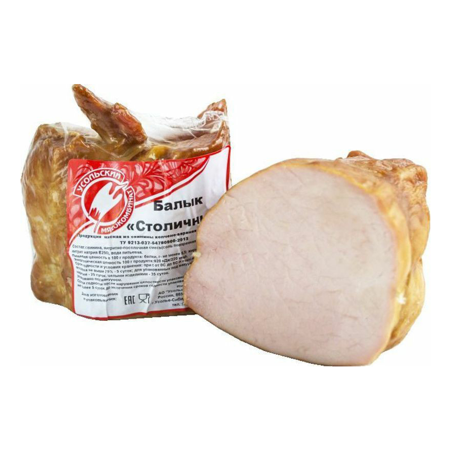 

Балык копчено-вареный Усольский мясокомбинат Столичный +-400 г