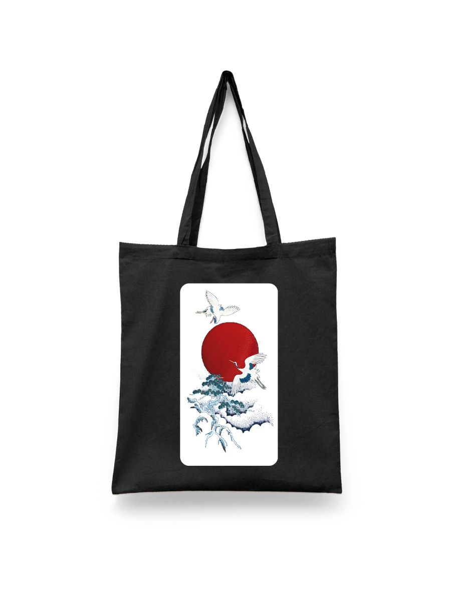 

Шоппер унисекс Каждому Своё Журавль/Япония/Небо JJJR1, черный, Журавль/Япония/Небо JJJR1