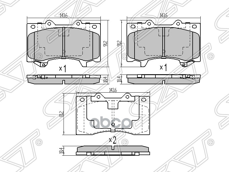 

Тормозные колодки SAT передние для Nissan Patrol Y62 2010- STD10601LB2A