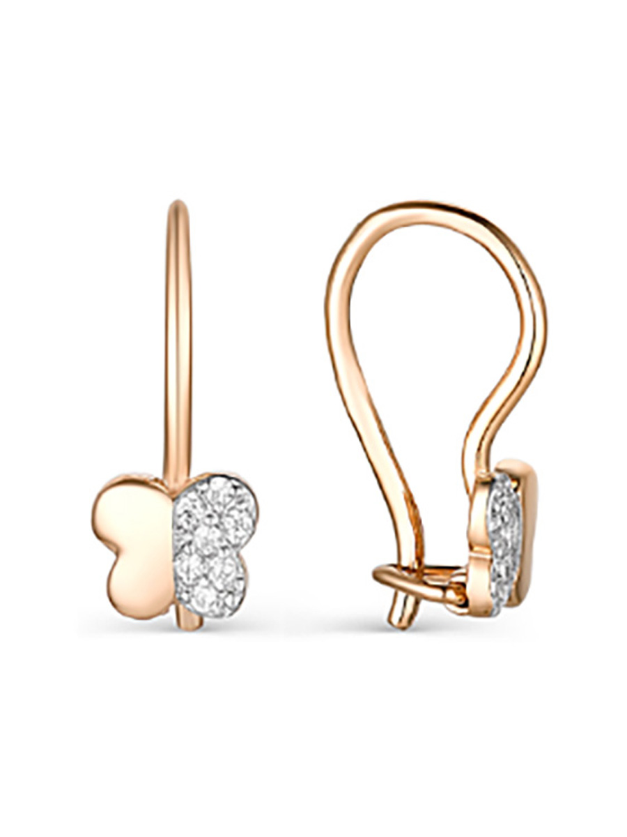 

Серьги из красного золота ЯХОНТ Золотой 200704, фианит, 200704