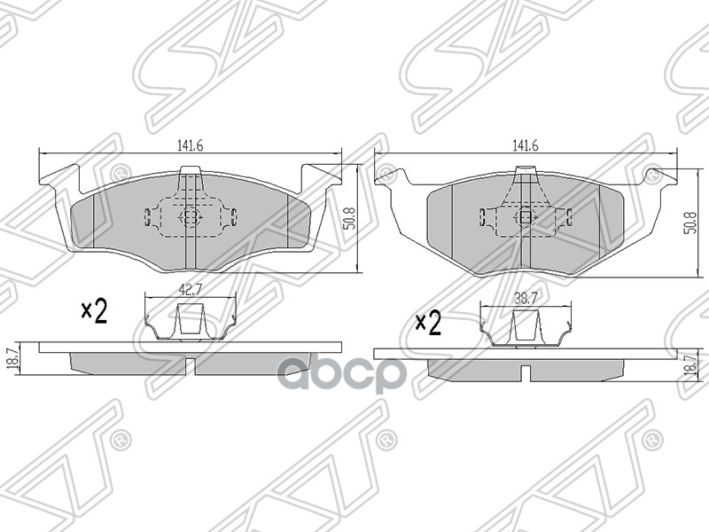 Колодки Тормозные Перед Skoda Fabia 00-/Vw Golf 91-97/Polo 96-02 Sat арт. ST-1H0698151A