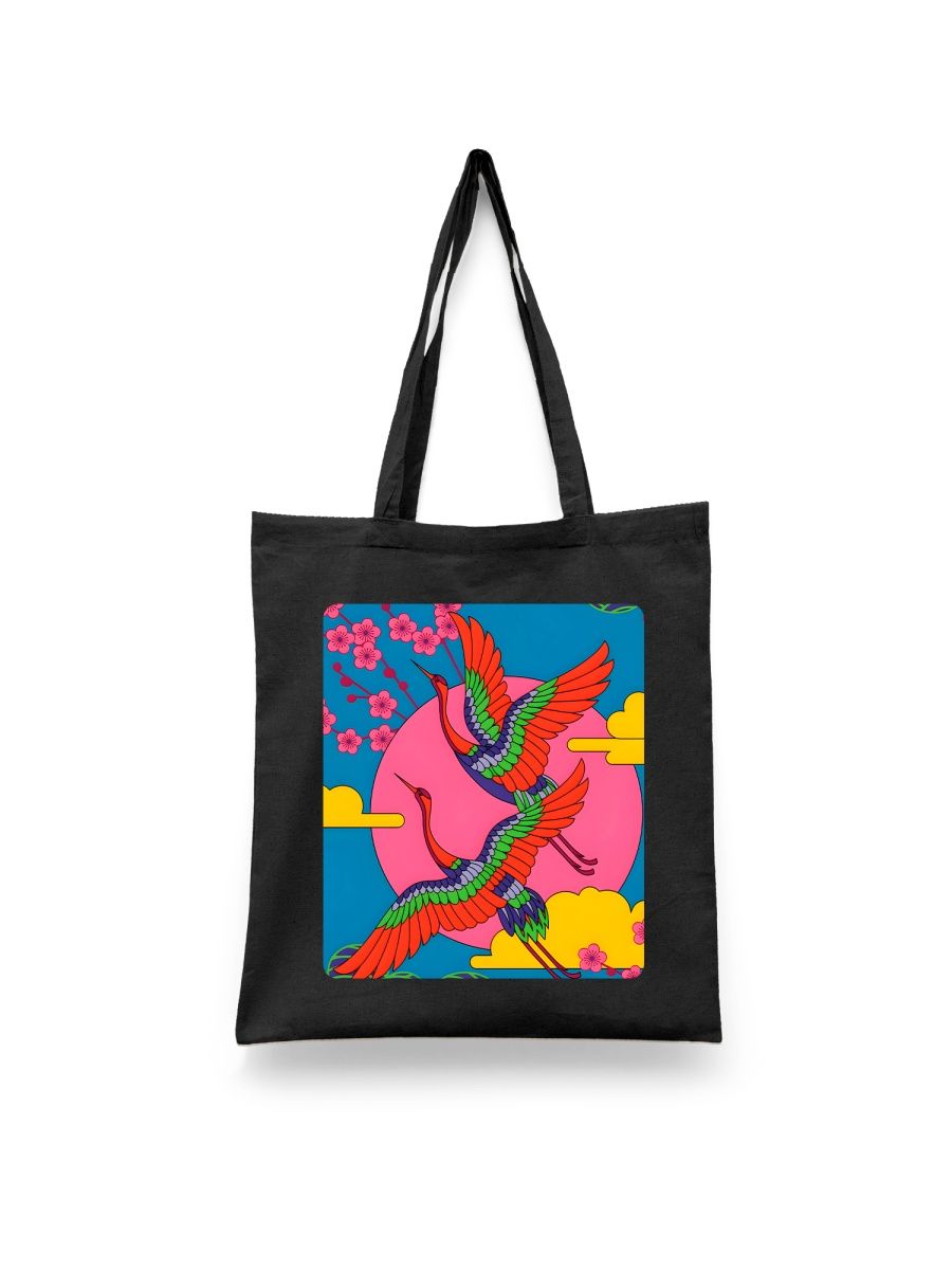 

Шоппер унисекс Каждому Своё Журавль/Япония/Небо JJJR10, черный, Журавль/Япония/Небо JJJR10