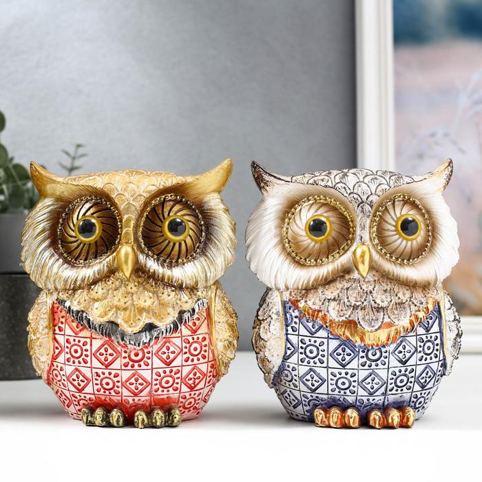 

Сувенир полистоун "Филин с геометрическими рисунками" МИКС 15х13х9,5 см