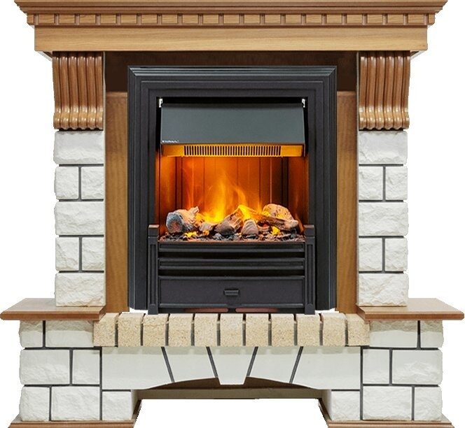 

Электрокамин Dimplex Pierre Luxe (дуб) белый камень с очагом Brookline Black