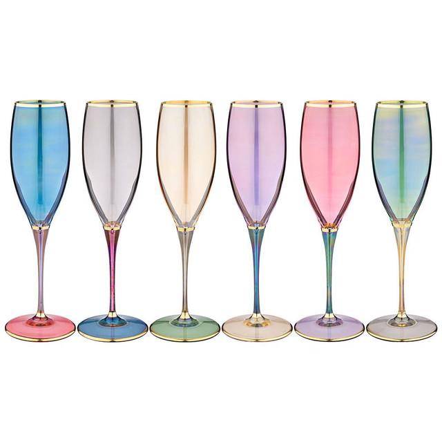 

Набор бокалов для шампанского ART DECOR Premium colors стекло 6шт 260мл 326-100, Разноцветный
