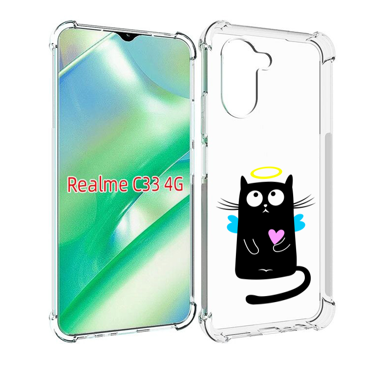 

Чехол MyPads Кот ангелок для Realme C33 4G, Прозрачный, Tocco