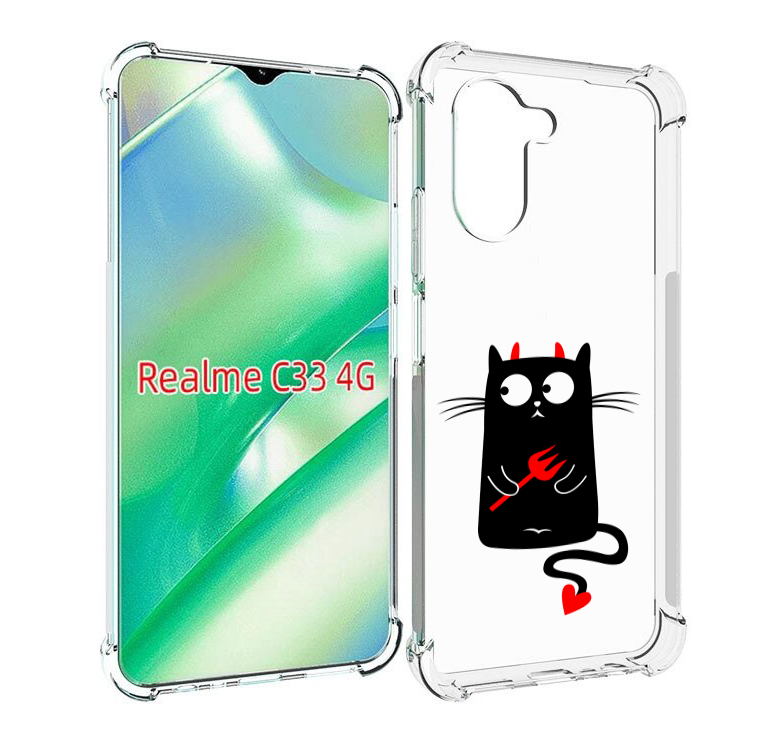 

Чехол MyPads Кот демон для Realme C33 4G, Прозрачный, Tocco