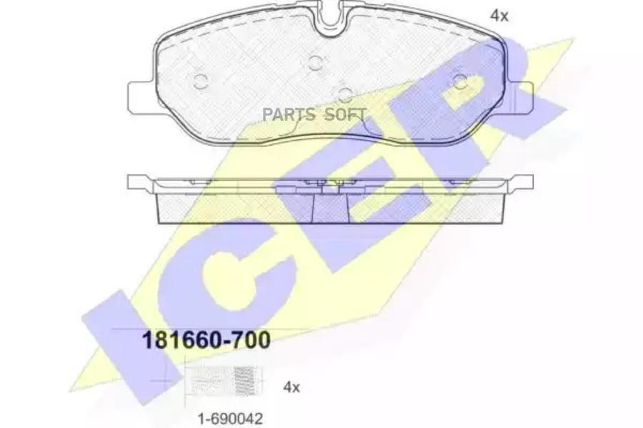 

Колодки торм.пер. LAND ROVER Discovery III 2.7TD/4.4 10/04->, Range Rover III/Sport 4 ICER