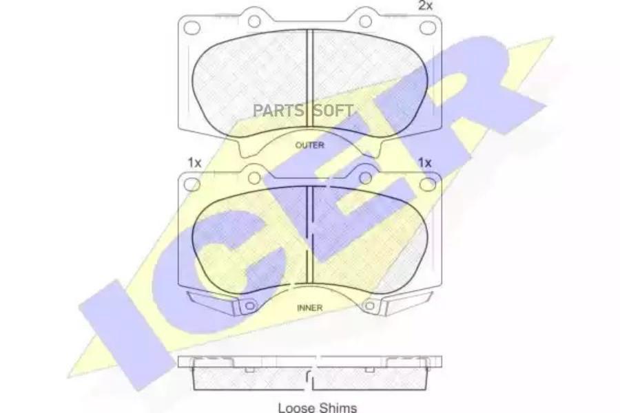 

Колодки торм.пер. TOYOTA Land Cruiser J120 3.0 D-4D/4.0 03-> ICER