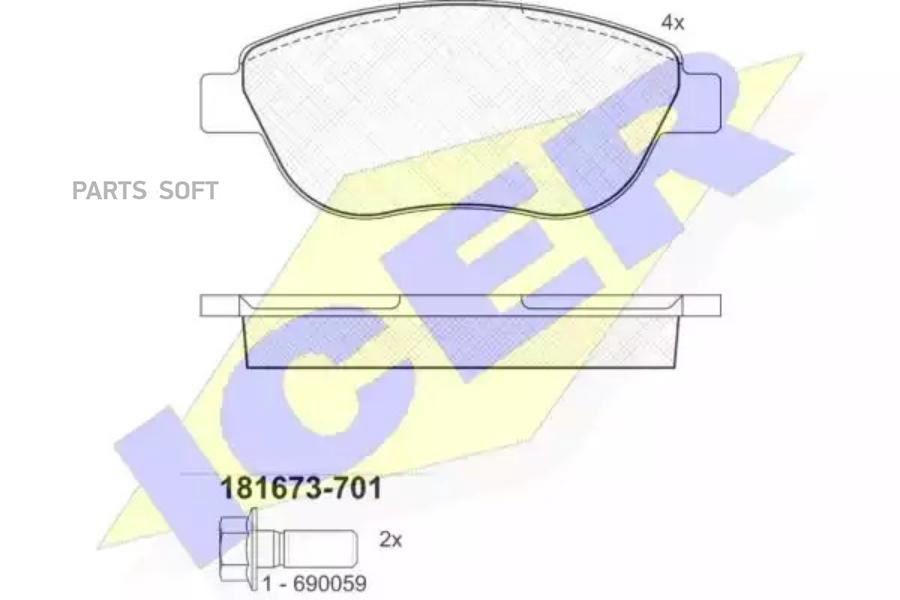 

Колодки торм. пер. FIAT Doblo/Idea 1.3-1.9TD 10.01-> ICER