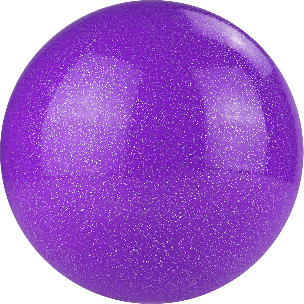 Мяч для художественной гимнастики Lugger 15 см фиолетовый с блёсткам