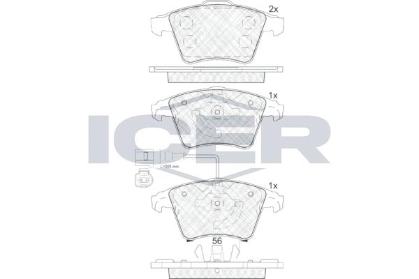 

Тормозные колодки ICER передние для Volkswagen Transporter T5, Multivan 5 2003- 181779