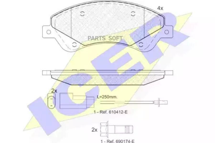 

Колодки торм.пер. Ford Transit Euroline, FT 260, FT 280, FT 300, Nugget, Tourneo 04/0 ICER