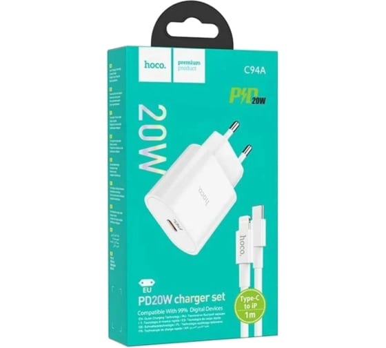 

Сетевое зарядное устройство Hoco C94A lightning - usb type-c 1xUSB Type-C 3 А, C94A