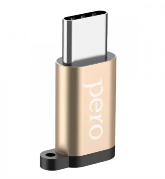 Переходник Pero AD01 LIGHTNING TO MICRO USB, золотой(PRAD01LMGD)