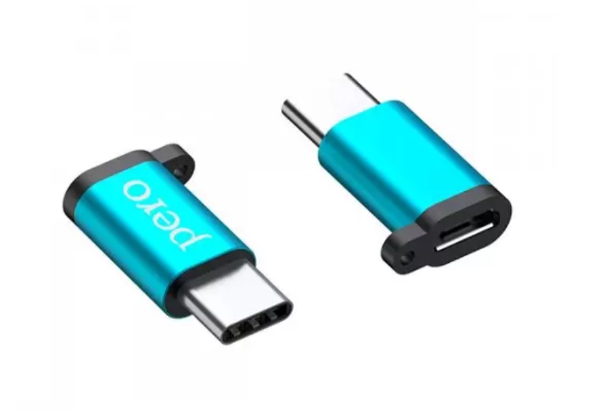 Переходник Pero AD01 TYPE-C TO MICRO USB, голубой (PRAD01TMBL)