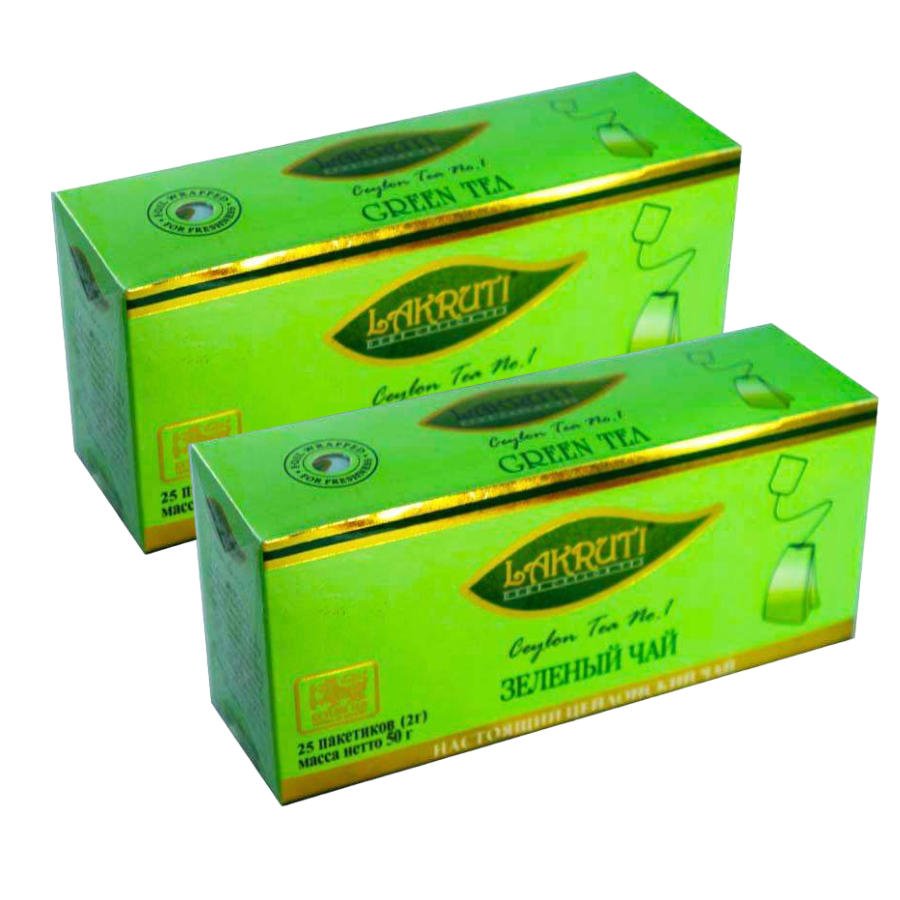 Чай Lakruti зеленый, 2 шт по 25 пакетиков