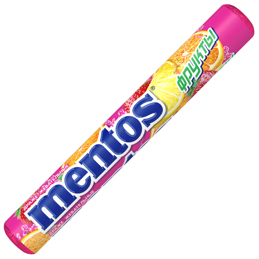 

Жевательные драже Mentos фрукты, 24 шт по 37,5 г, МЕНТОС