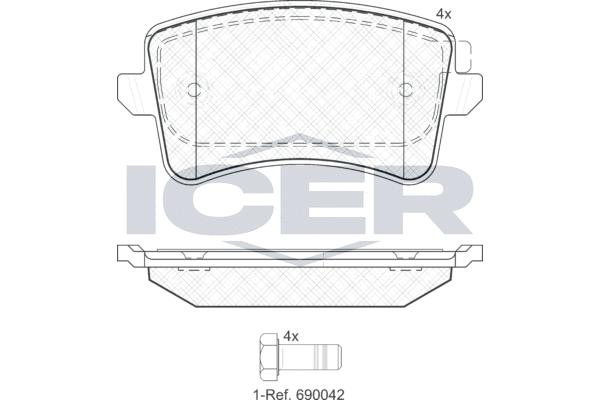 

Колодки торм.зад. AUDI A4 1.8-3.2/TDI 07->, A5 1.8-3.2/TDI 07->, Q5 2.0-3.2/TDI 08-> ICER