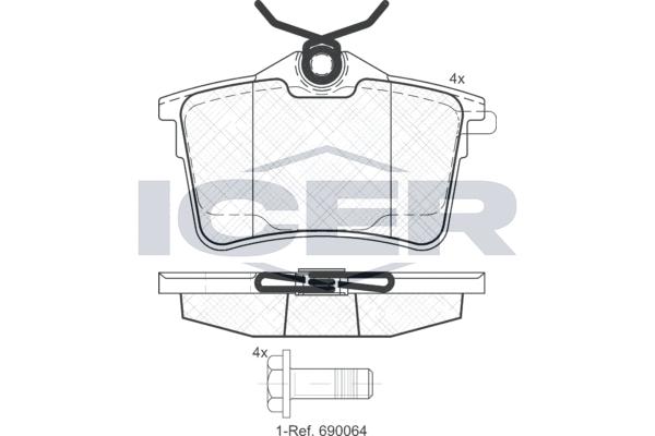 

Колодки торм.зад. CITROEN BERLINGO, PEUGEOT PARTNER/3008 1.6-2.0 04.08-> ICER