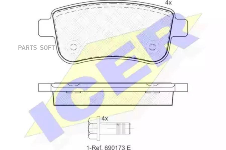 

Колодки торм.зад. RENAULT Fluence/Grand Scenic III/Megane CC/III/Scenic III 1.2-2.0 0 ICER