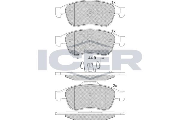 

Колодки торм.пер. DACIA Duster/ RENAULT Fluence/ Grand Scenic/ Megane/ Scenic 08-> ICER