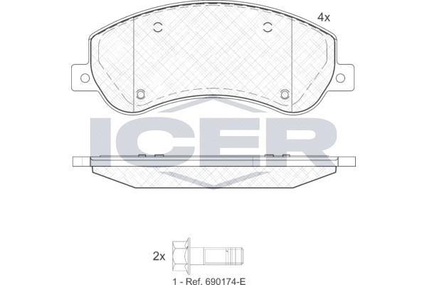 

Колодки торм.пер. VW AMAROK 2.0 10-> ICER