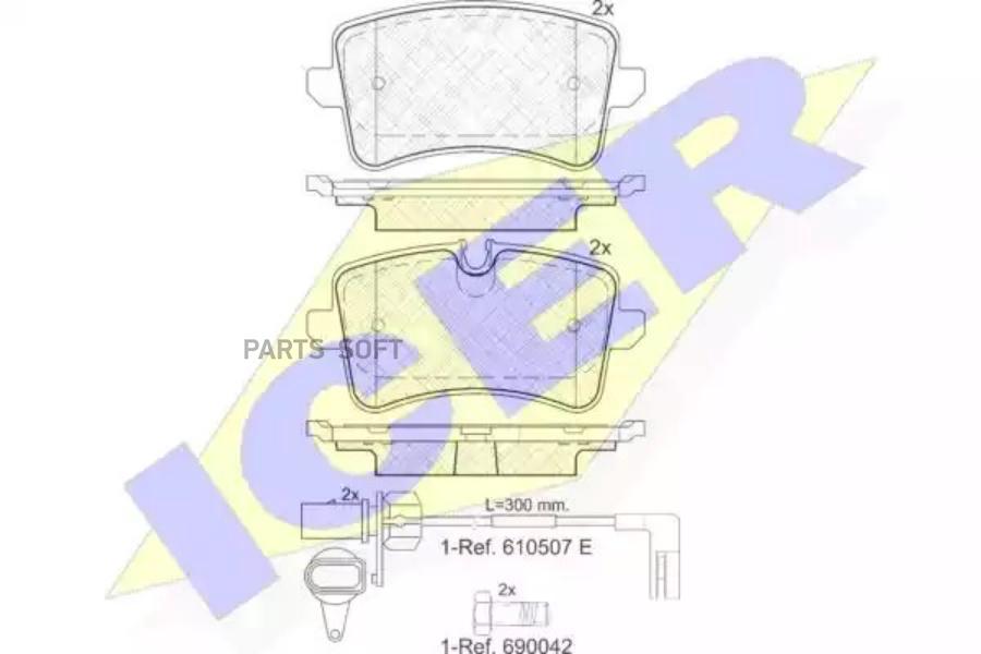 ICER Колодки торм.зад. AUDI A4 Avant RS4 quattro 05/12->/ A5 RS5 quattro 03/10->/ A6 2,0-3