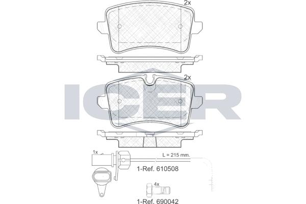 

Колодки торм. зад. AUDI A6/A7 11- задние ICER