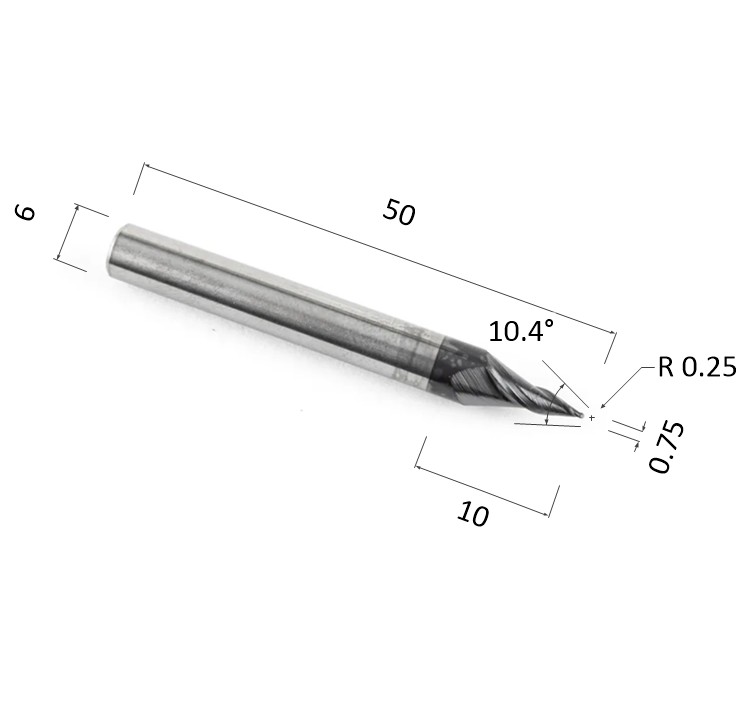 

Фреза DJTOL AL2QX6.10.0.75 двухзаходная конусная сферическая для станка ЧПУ, AL2QX