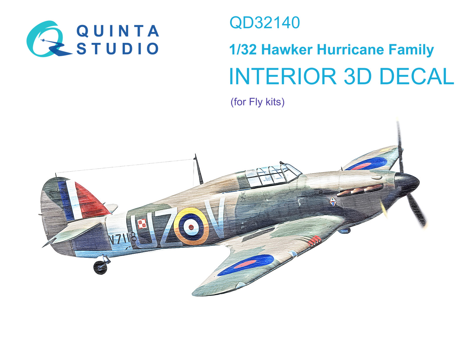 3D Декаль интерьера Quinta Studio 1/32 кабины Hawker Hurricane Family Fly QD32140