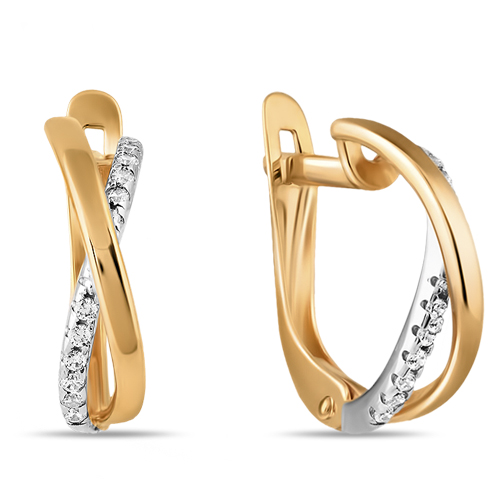 

Серьги из желтого золота с фианитом Яхонт Ювелирный 205364, 205364