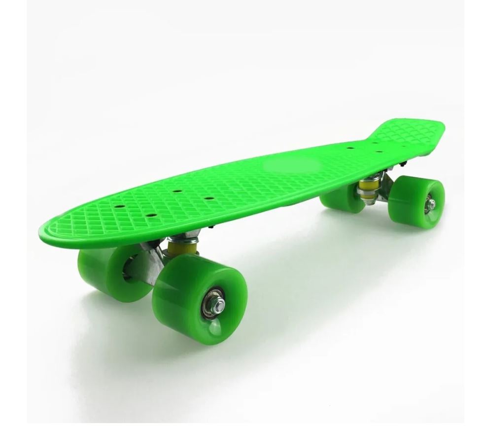 Скейтборд детский ZEVS, 55х14 см, колеса PU, зеленый скейтборд пластиковый playsmart пенни борд колёса pvc 55х15 см