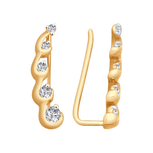 

Серьги клаймберы из красного золота ЯХОНТ Золотой 205883, фианит, 205883