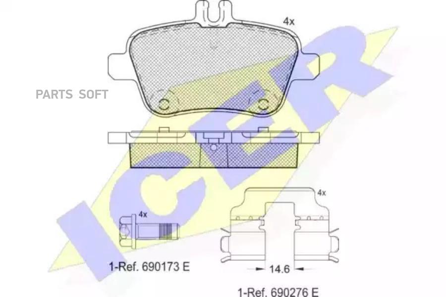 

Колодки торм.зад. MB A/B/CLA/GLA/SLK (W176/W246/C117/X156/R172) 1.5-3.5 11-> ICER