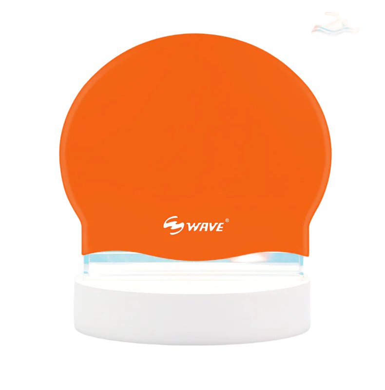Шапочка для плавания Wave силиконовая, (56-65 см), высококачественная, оранжевая, SC-4602