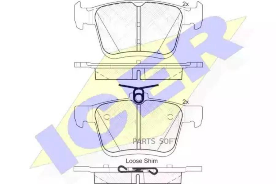 ICER Колодки торм.зад. AUDI A3/VW GOLF 1.2-2.0 12->