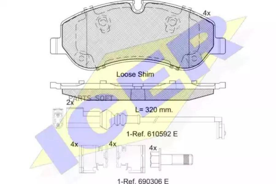 

Колодки торм.пер. FORD Transit 2.2 TDCi 04.12-> ICER