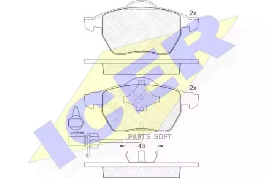 

Колодки торм.пер. Audi A4 95-09,A6 97-11 Seat Exeo 08- Scoda SuperB 02-08 VW Golf I ICER