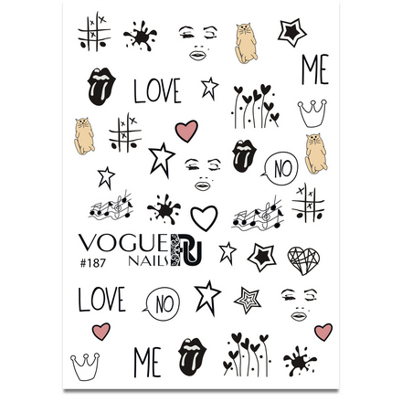 

Слайдер-дизайн Vogue Nails цветной предметы надписи звезды сердечки, Разноцветный