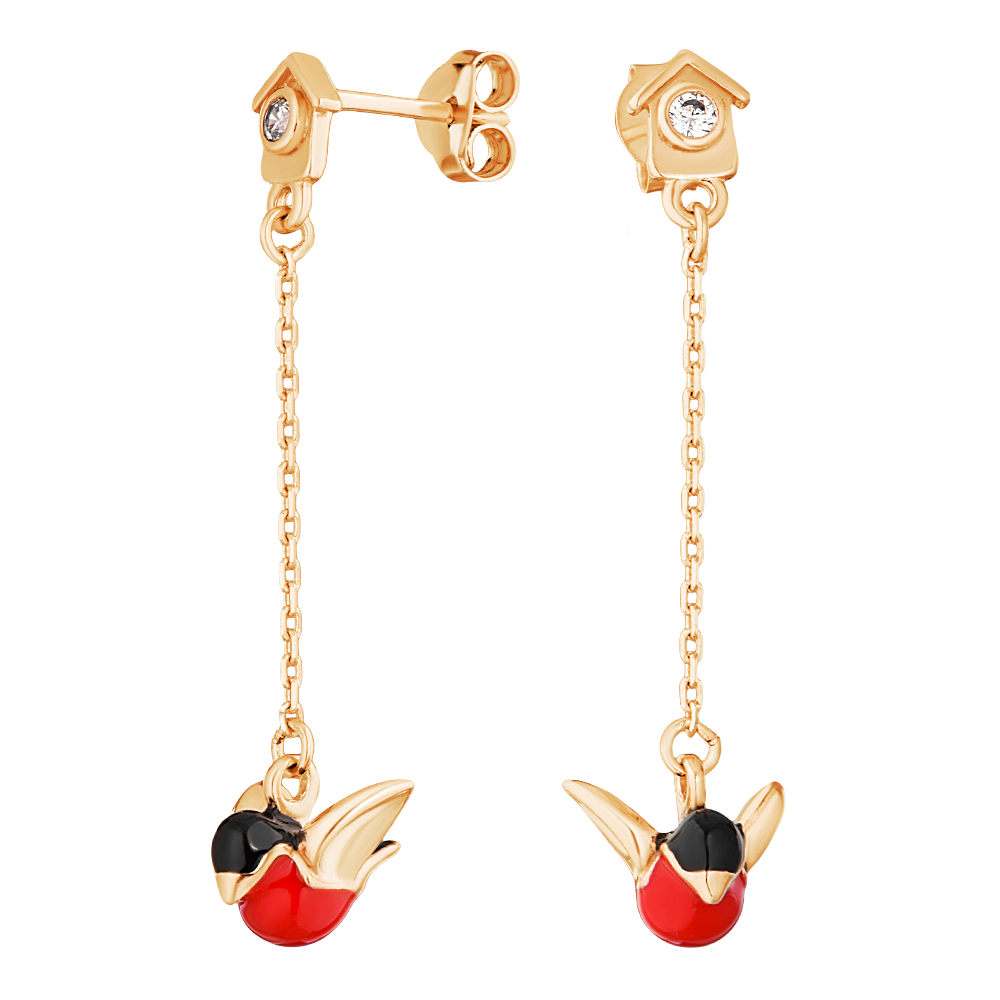 

Серьги подвески из серебра ЮВЕЛИР КАРАТ 21210124/9пкг-чг, фианит/эмаль, 21210124/9пкг-чг