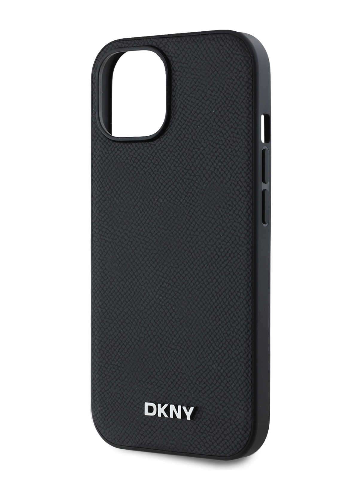 Чехол DKNY для iPhone 15 с бортиком вокруг камеры и MagSafe, черный