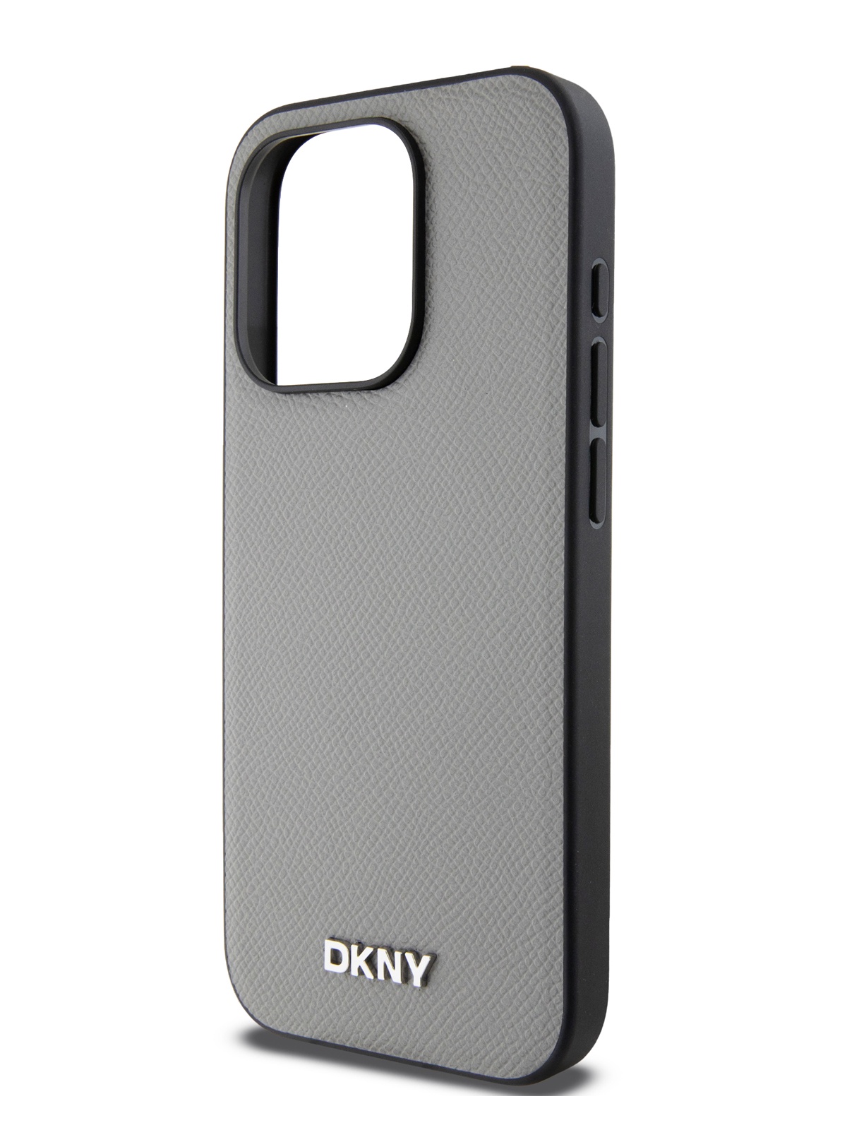 Чехол DKNY для iPhone 15 Pro с бортиком вокруг камеры и MagSafe, серый