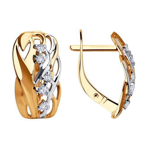 

Серьги из желтого золота с фианитом Яхонт Ювелирный 205914, 205914